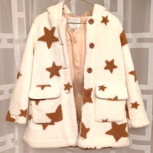 Fall jacket coat, Girls Button Up with Stars. SIZE M